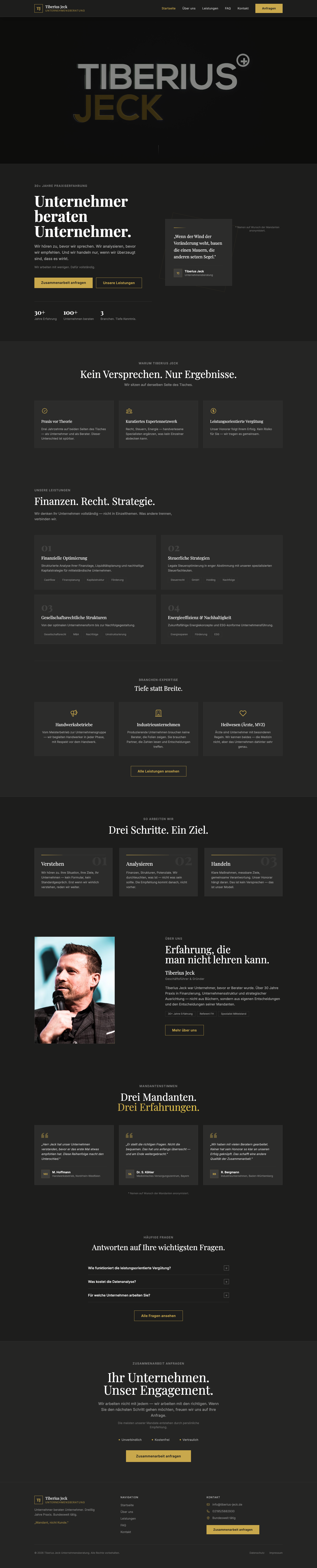 Screenshot der Website von Tiberius Jeck Unternehmensberatung